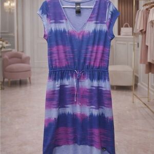 The North Face High Low Dress in Blue and Pink